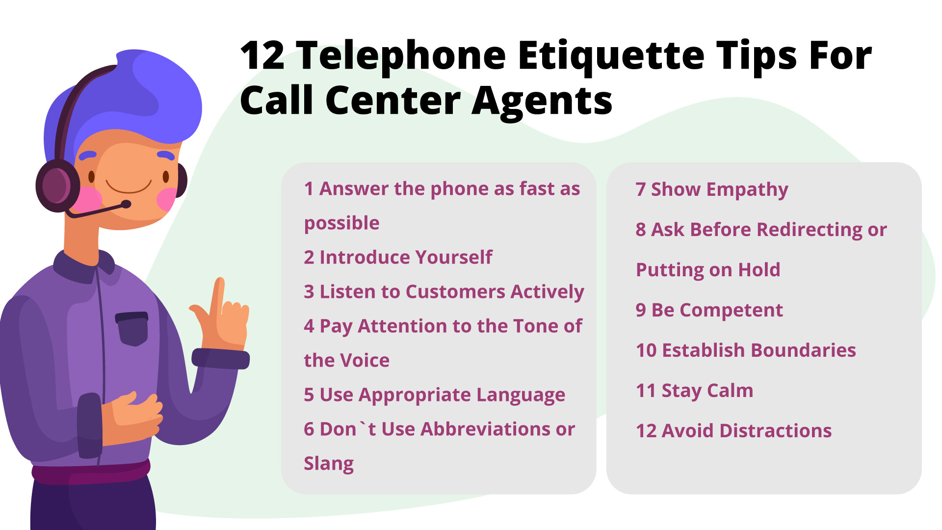 12 نصيحة عن آداب التحدُّث عبر الهاتف لوكلاء مركز الاتصال
