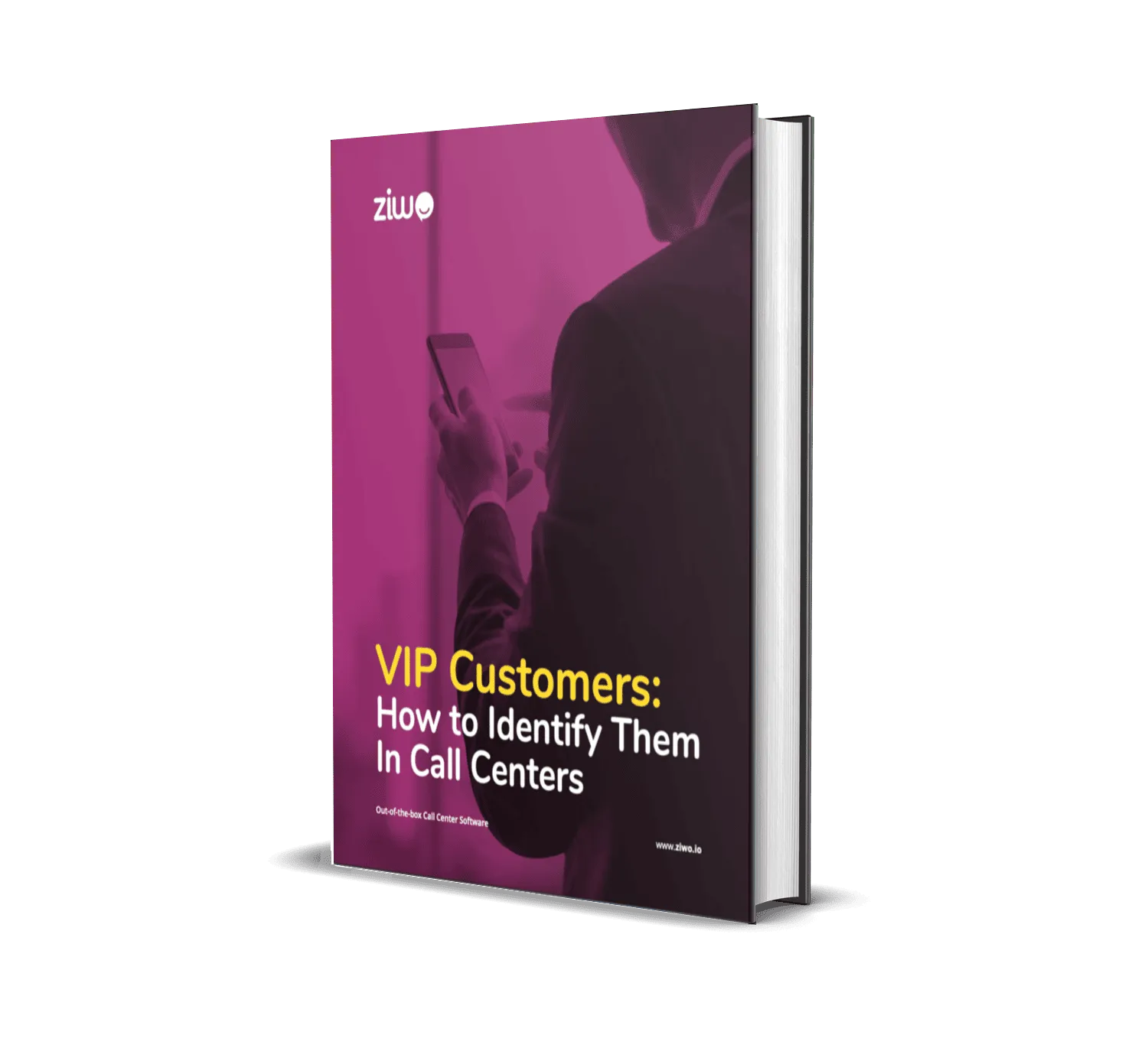 A book with a title "VIP Customers: How to Identify them in Call Centers"