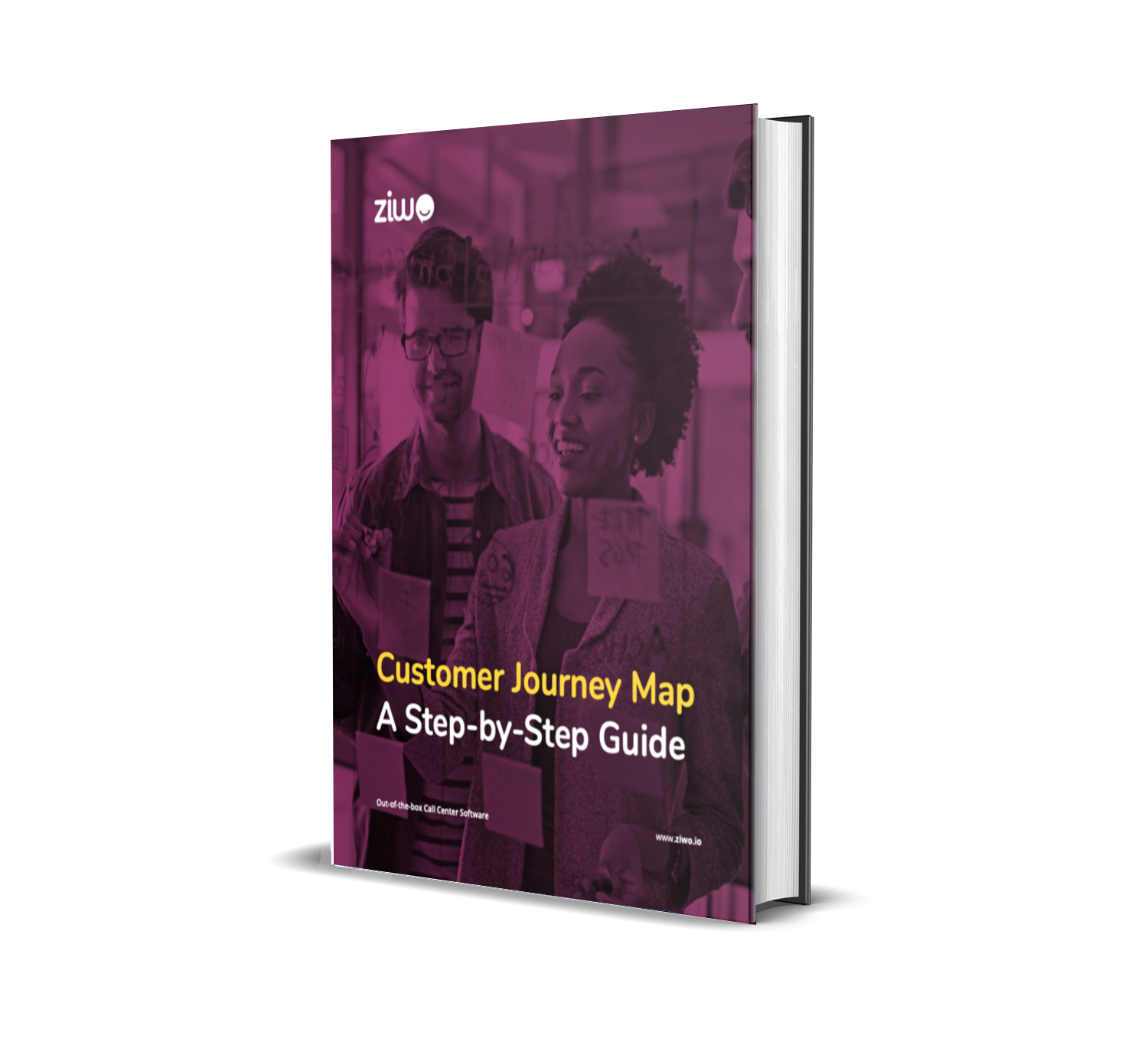 A book with a title "Customer Journey Map - A step-by-step Guide"