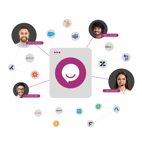 A group of people from different regions using the Ziwo chat app to connect and communicate with each other.