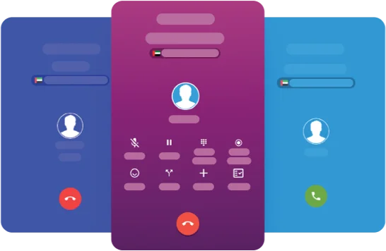 Three phones with different icons