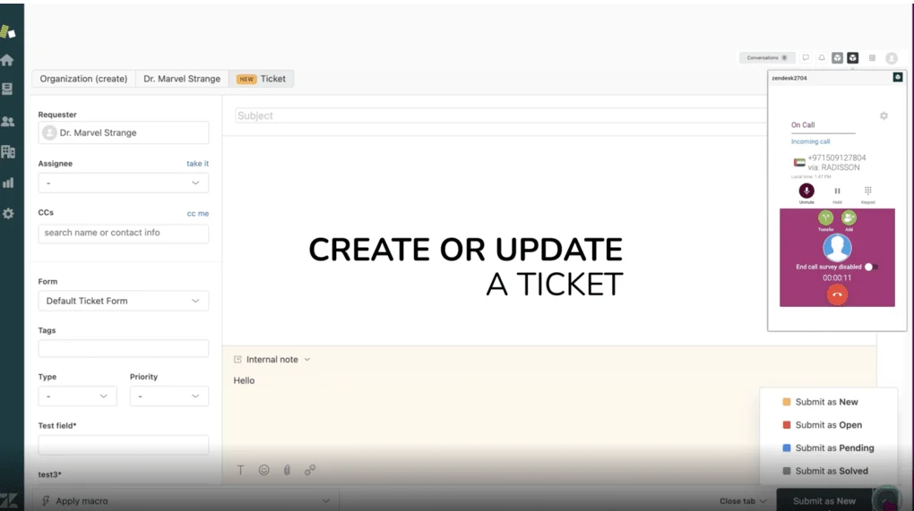 Create or update ticket on Zendesk